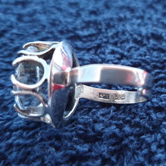 Vintage Alpo Kustaa Tammi Sterling Silver White Quartz Finnish Statement Ring - Picture 9 of 13